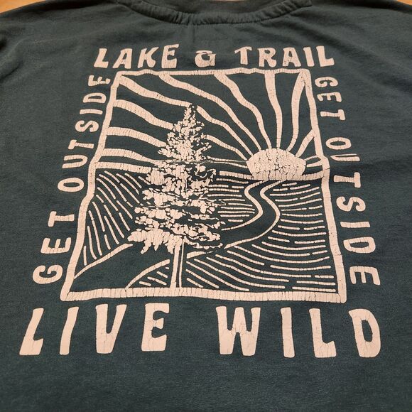 Lake and Trail Green/ Teal Long Sleeve with Print, Size Large - Picture 5 of 9